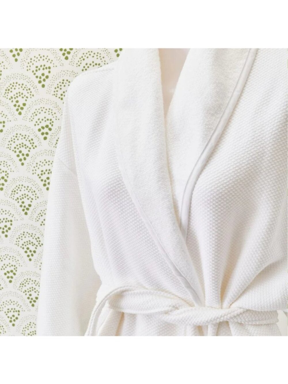 LN/WOT Weezie Towels Unisex Spa Robe - White Textured Cotton - One Size CLEAN LN
